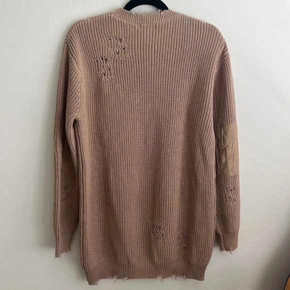 SER.O.YA Devin 100% Cotton Distressed sweater dress tan S - Picture 10 of 11